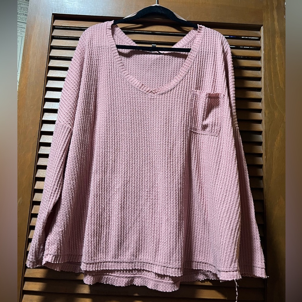 Socialite Dusty Rose Waffle Knit Sweatshirt